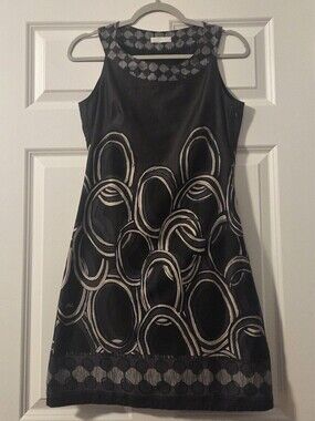 Promod Black Sleeveless Dress with Decorative Neckline and Abstract Trim